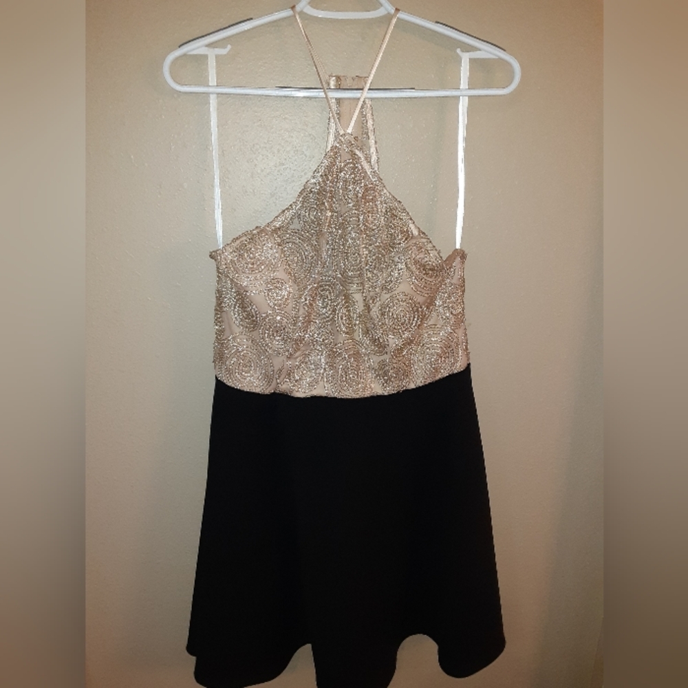 Champagne and Black sequined dress